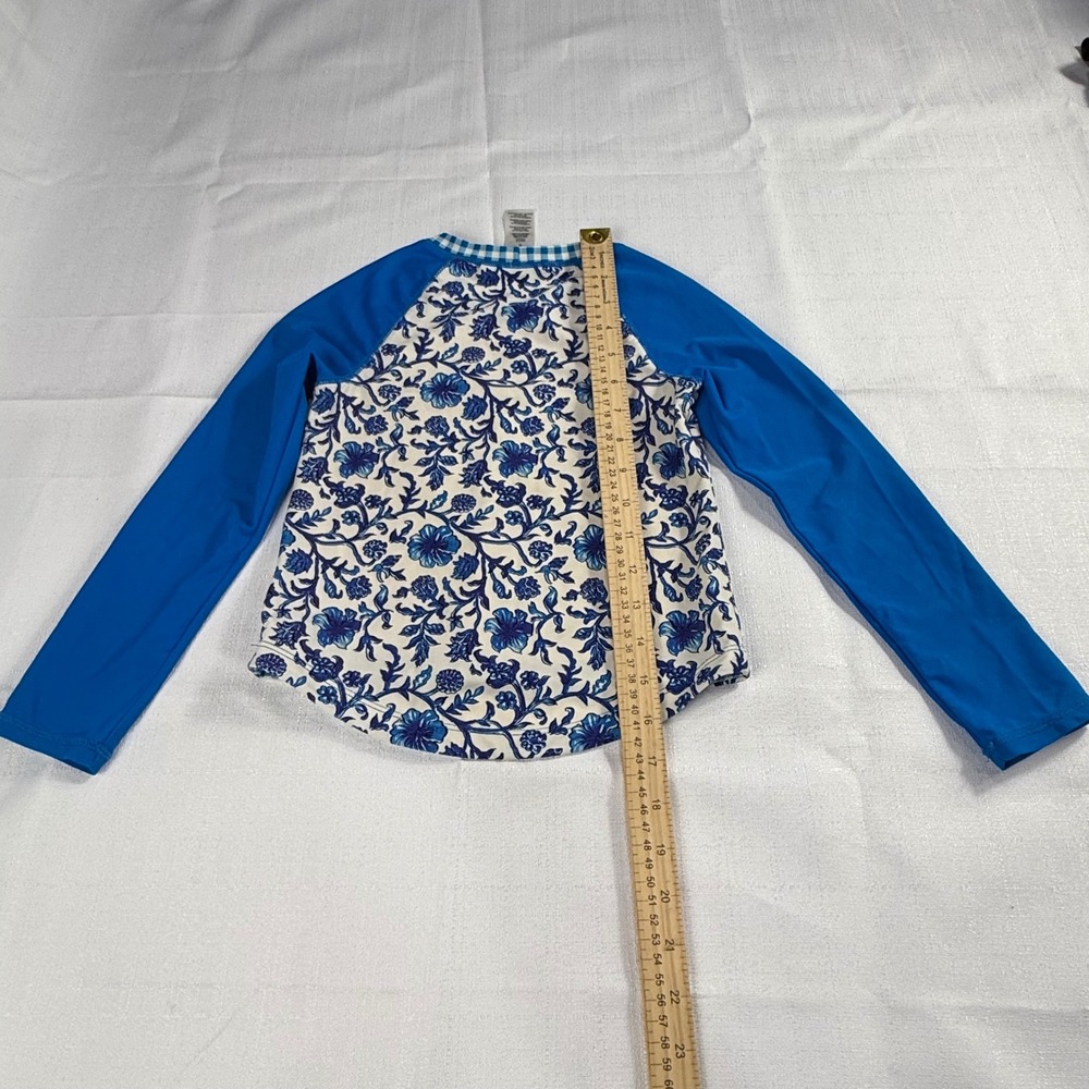Tommy Bahama Girls Size 6 Blue Floral Long Sleeve Rash Guard Swim Top Casual UPF - Picture 3 of 4